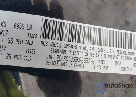 2019 Chrysler Pacifica Touring L из США, поврежденный, VIN 2C4RC1BG3KR665370